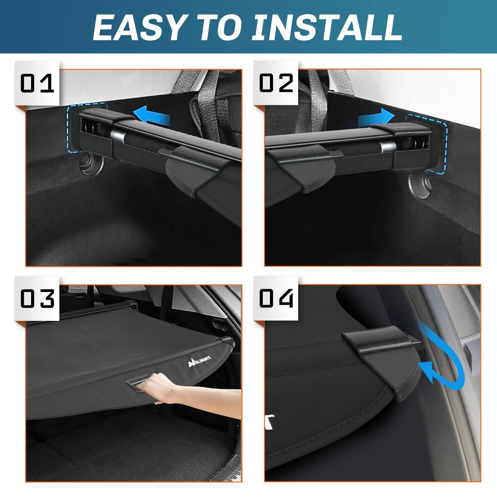 2020-2025 Kia Telluride Retractable Trunk Cargo Cover With Trunk Storage Net