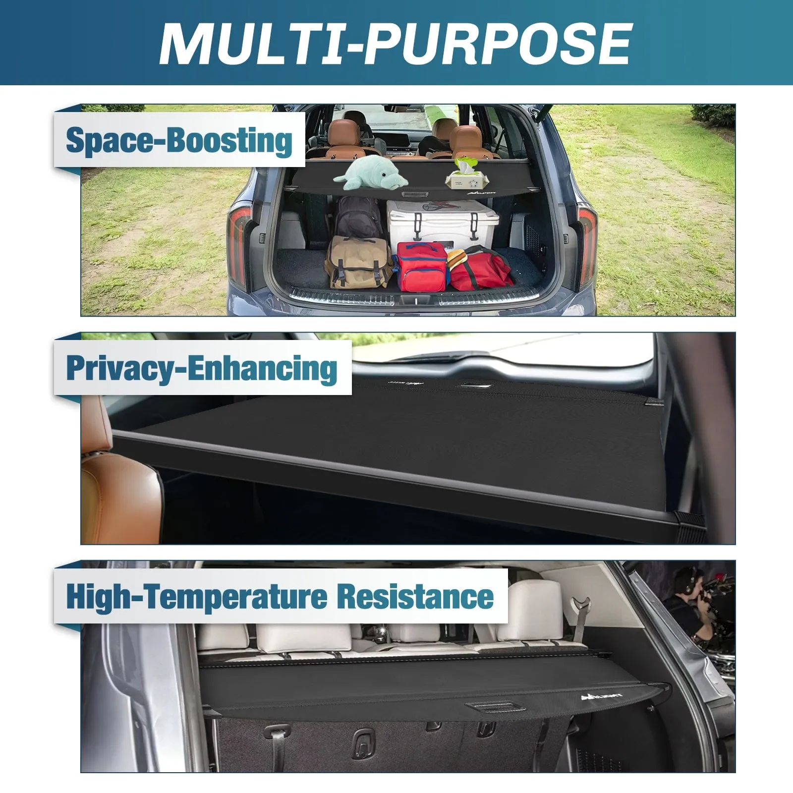 2020-2025 Kia Telluride Retractable Trunk Cargo Cover With Trunk Storage Net