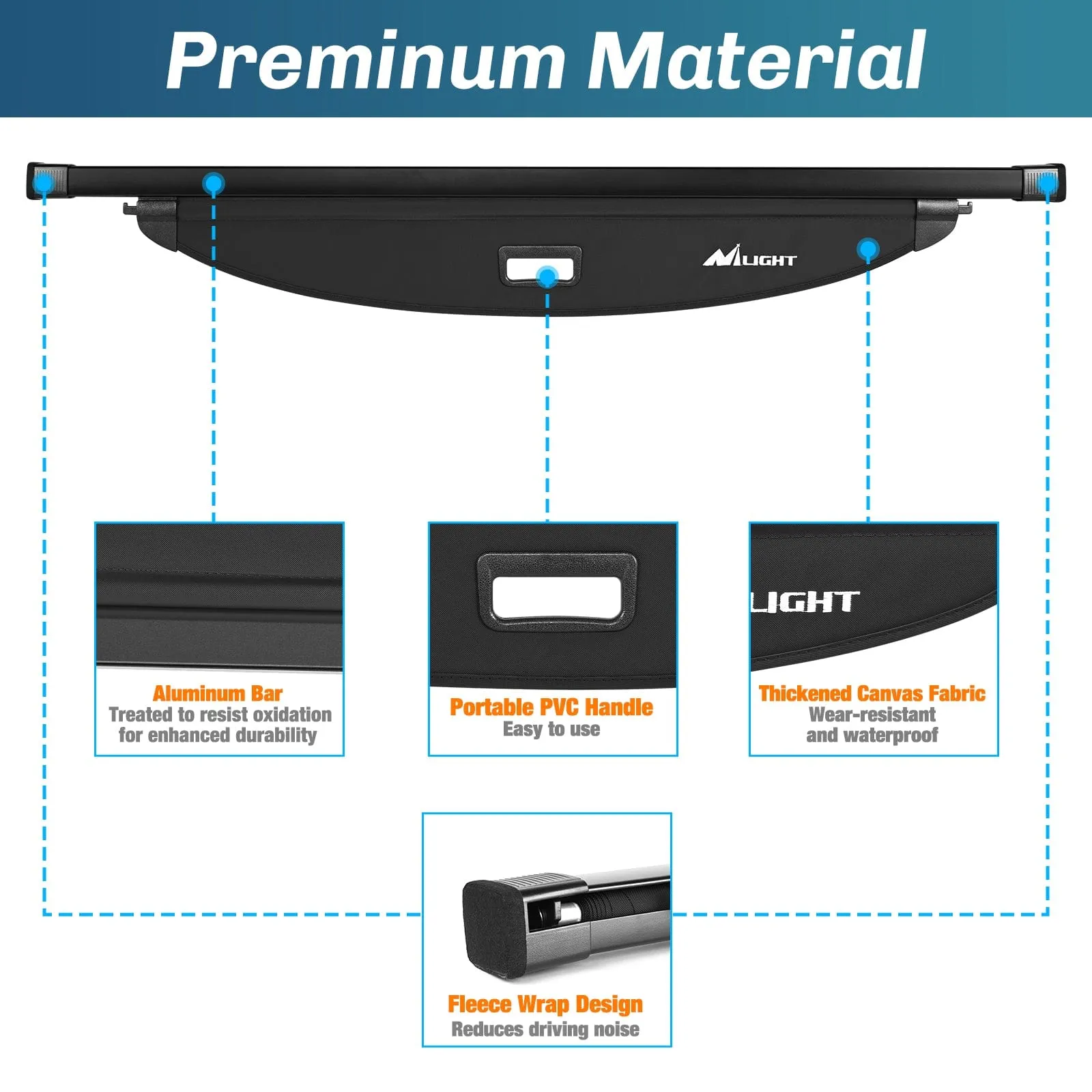 2020-2025 Kia Telluride Retractable Trunk Cargo Cover With Trunk Storage Net