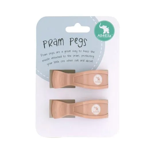 All4Ella Pram Pegs 2pk - Peach