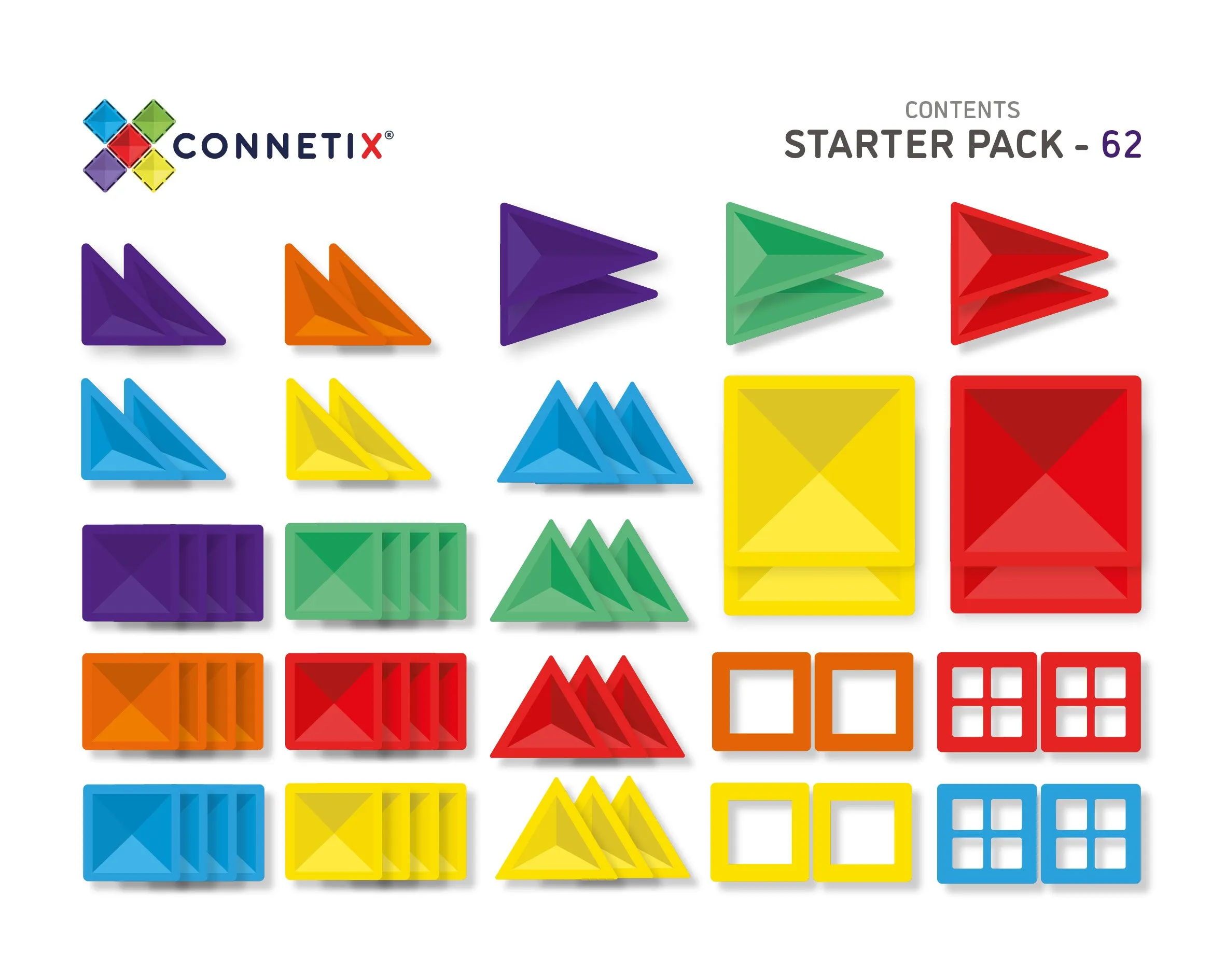 Connetix - Rainbow 60 Piece Starter Pack