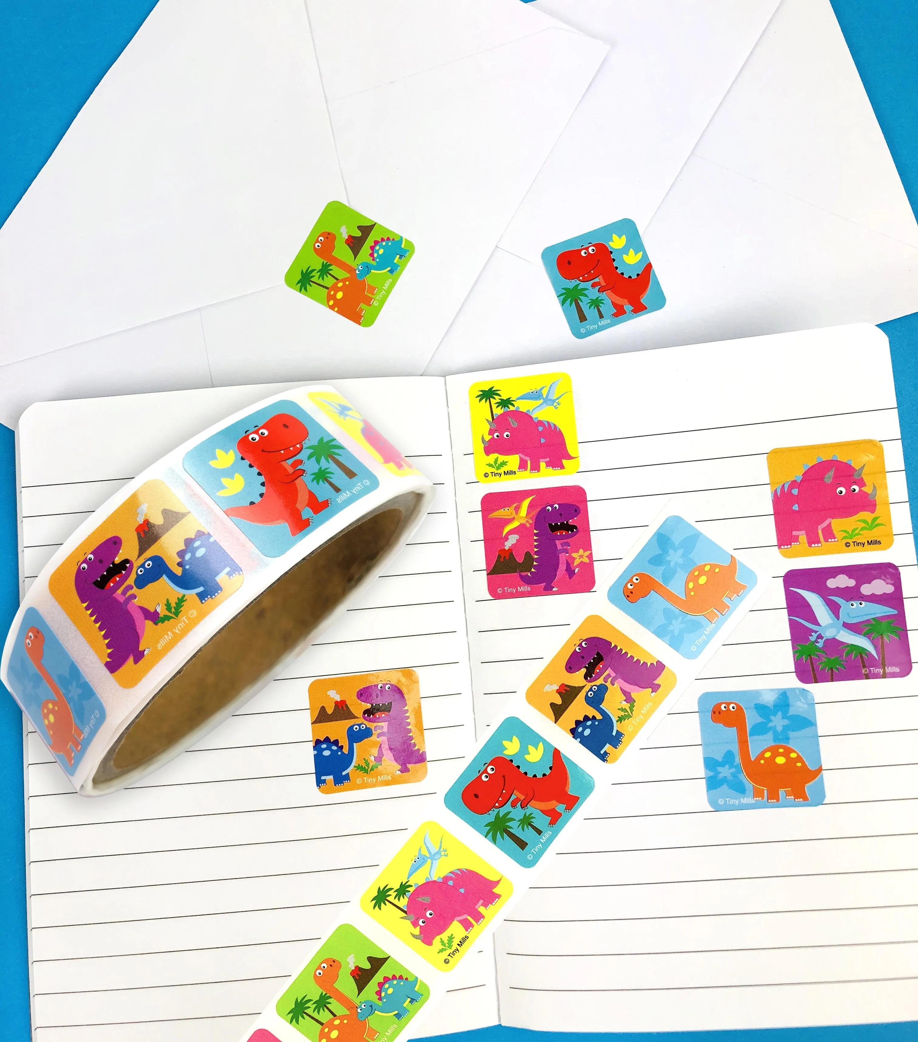 Dinosaur Stickers 100 Stickers/Dispenser, Pack of 1 or 6 or 12 Dispensers
