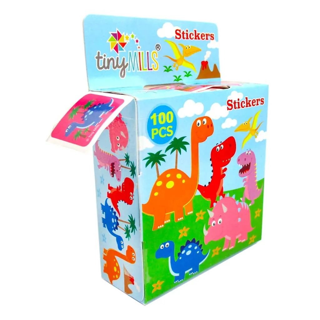 Dinosaur Stickers 100 Stickers/Dispenser, Pack of 1 or 6 or 12 Dispensers