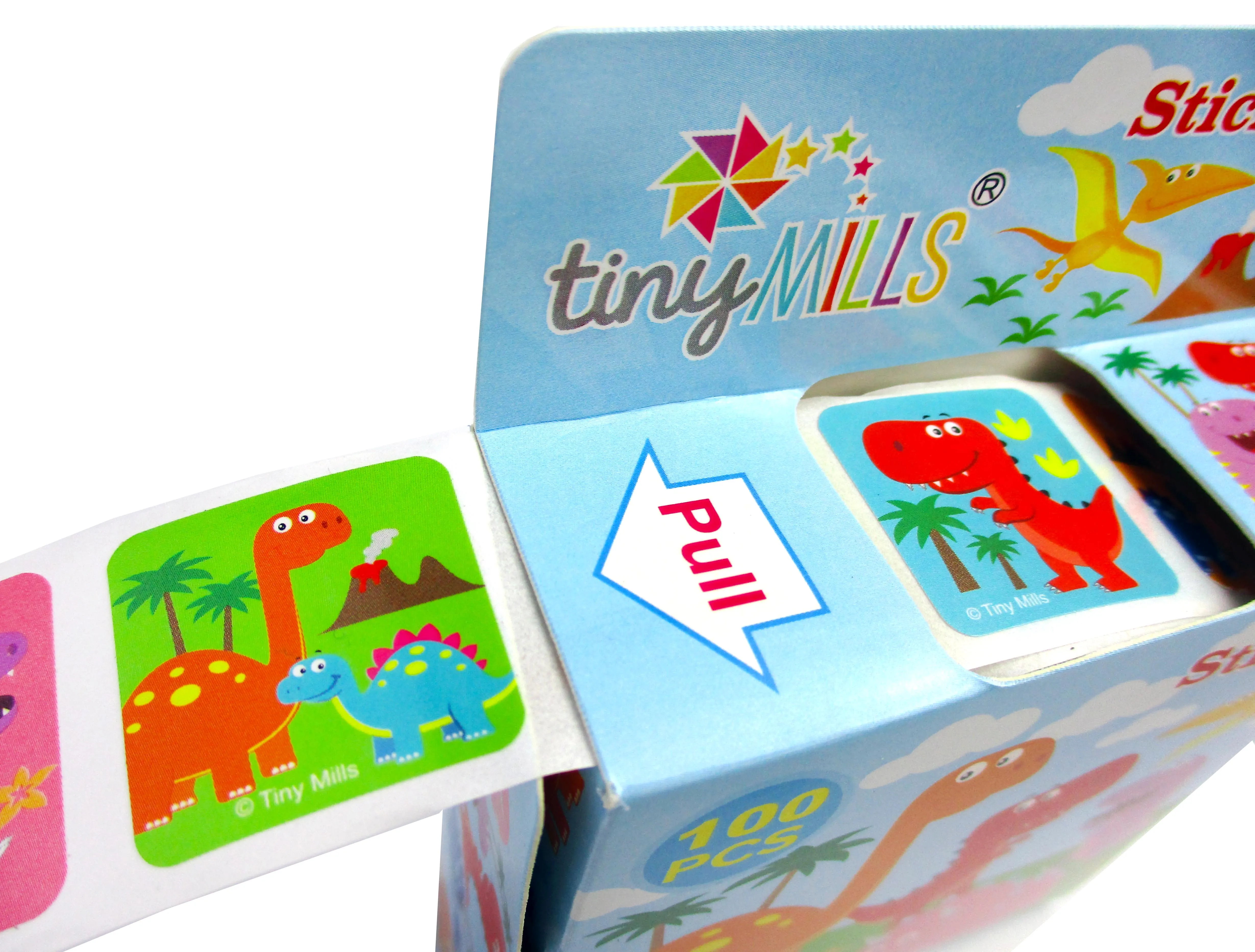 Dinosaur Stickers 100 Stickers/Dispenser, Pack of 1 or 6 or 12 Dispensers