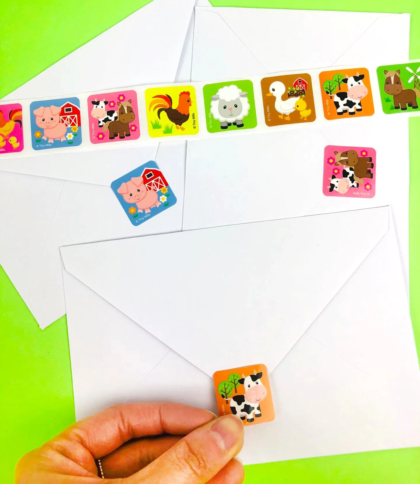 Farm Animals Barnyard Stickers 100 Stickers/Dispenser, Pack of 1 or 6 or 12 Dispensers