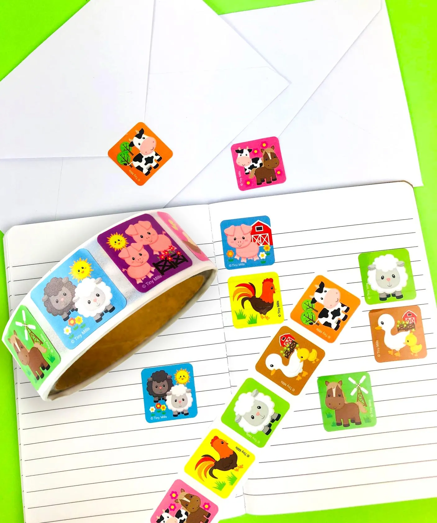 Farm Animals Barnyard Stickers 100 Stickers/Dispenser, Pack of 1 or 6 or 12 Dispensers