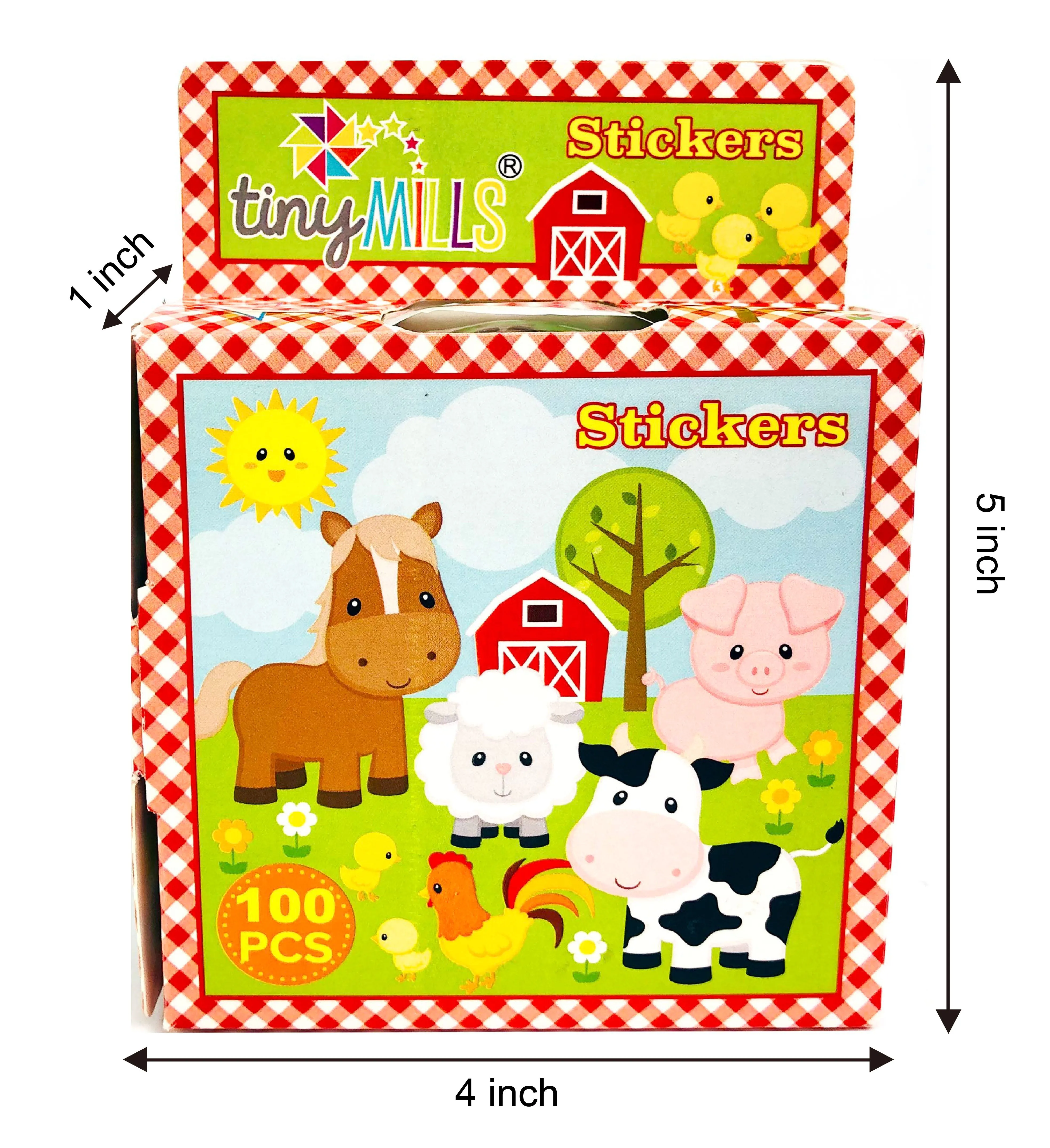 Farm Animals Barnyard Stickers 100 Stickers/Dispenser, Pack of 1 or 6 or 12 Dispensers