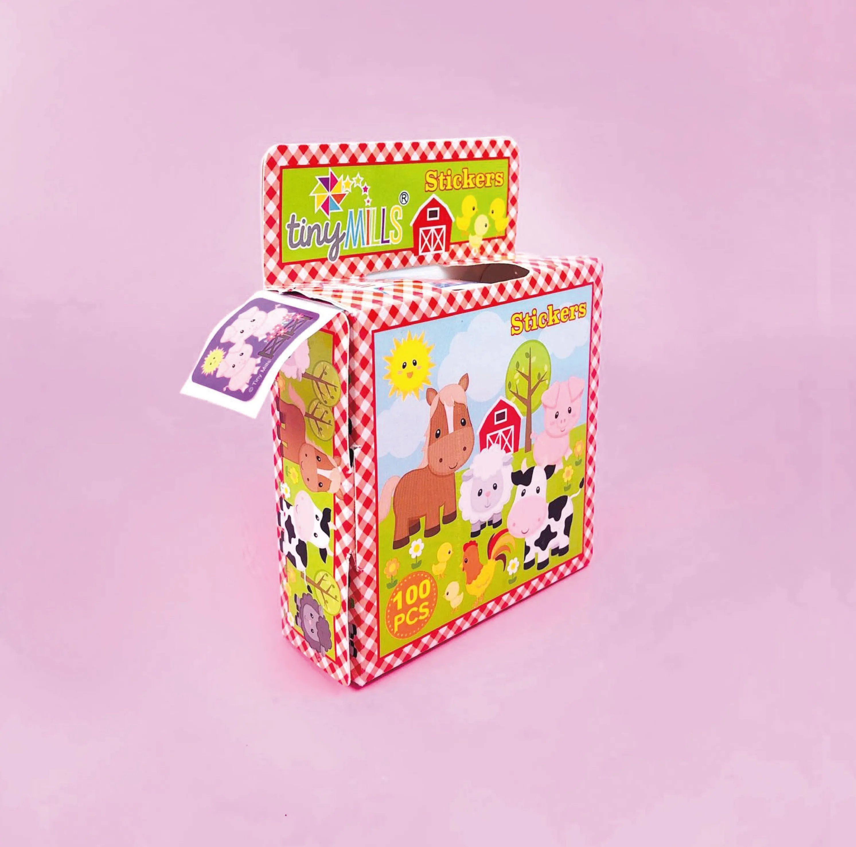 Farm Animals Barnyard Stickers 100 Stickers/Dispenser, Pack of 1 or 6 or 12 Dispensers