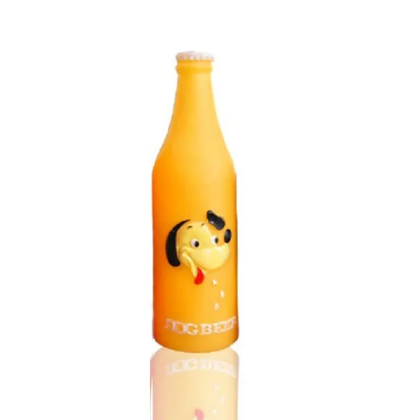 Furry Friend Beer Bottle Rubber Squeaky Toy for Dogs