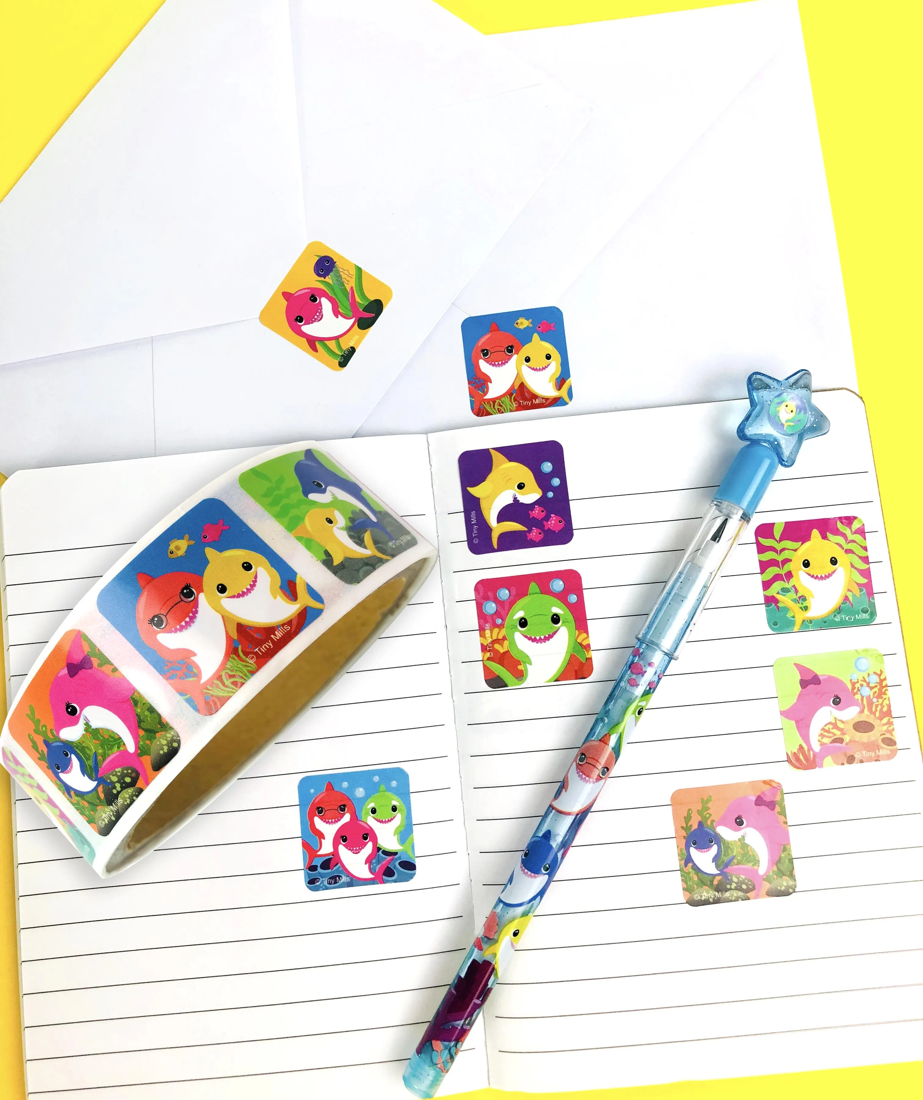 Shark Family Stickers 100 Stickers/Dispenser, Pack of 1, 6, 12 Dispensers