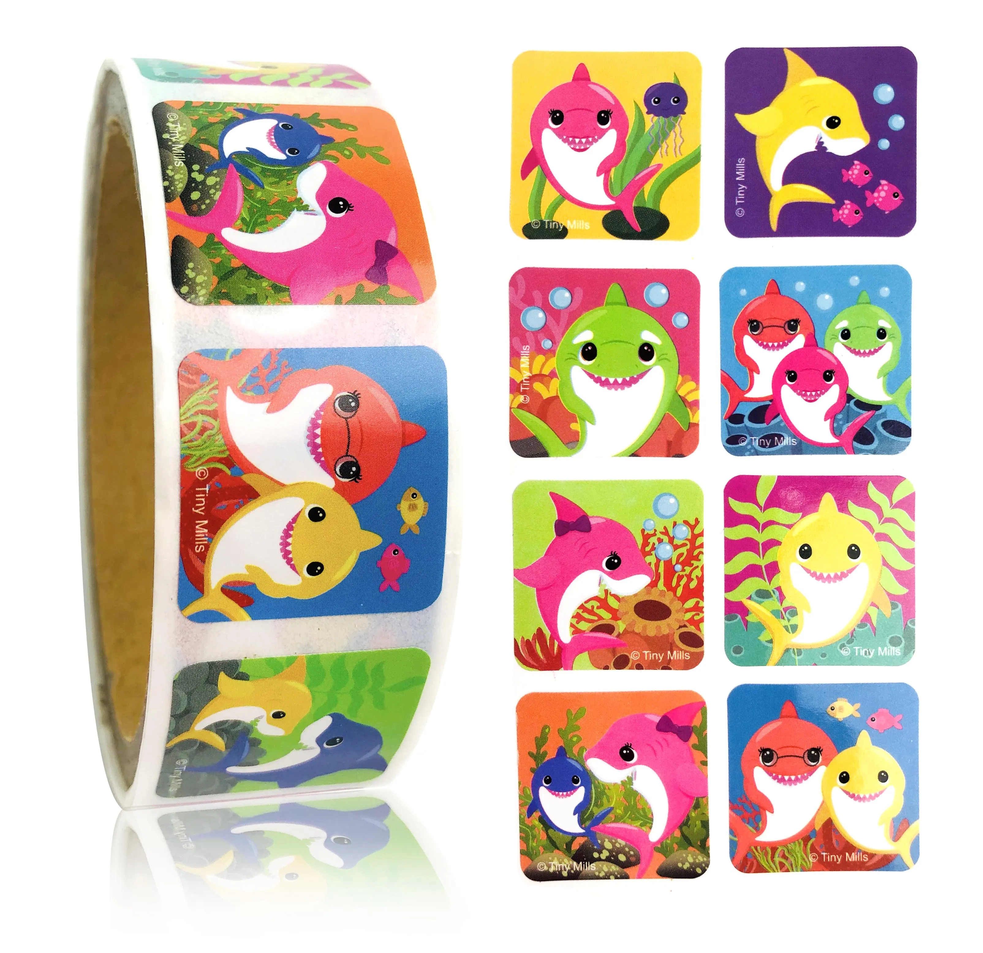 Shark Family Stickers 100 Stickers/Dispenser, Pack of 1, 6, 12 Dispensers