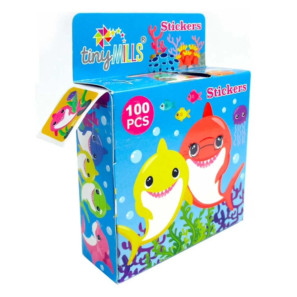 Shark Family Stickers 100 Stickers/Dispenser, Pack of 1, 6, 12 Dispensers