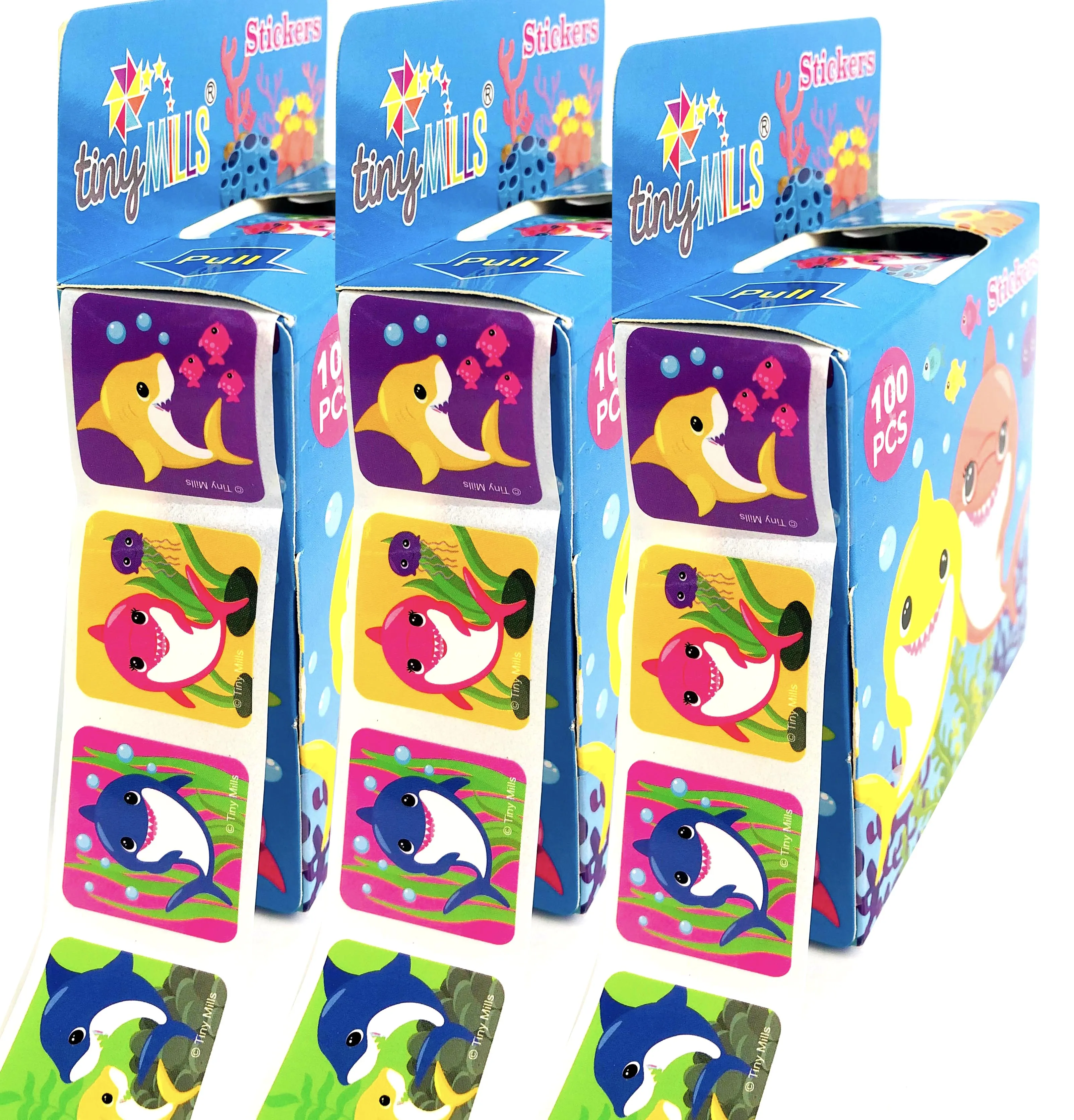 Shark Family Stickers 100 Stickers/Dispenser, Pack of 1, 6, 12 Dispensers