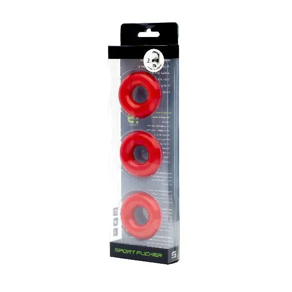 Sport Fucker Chubby Cockring 3 Pack Red